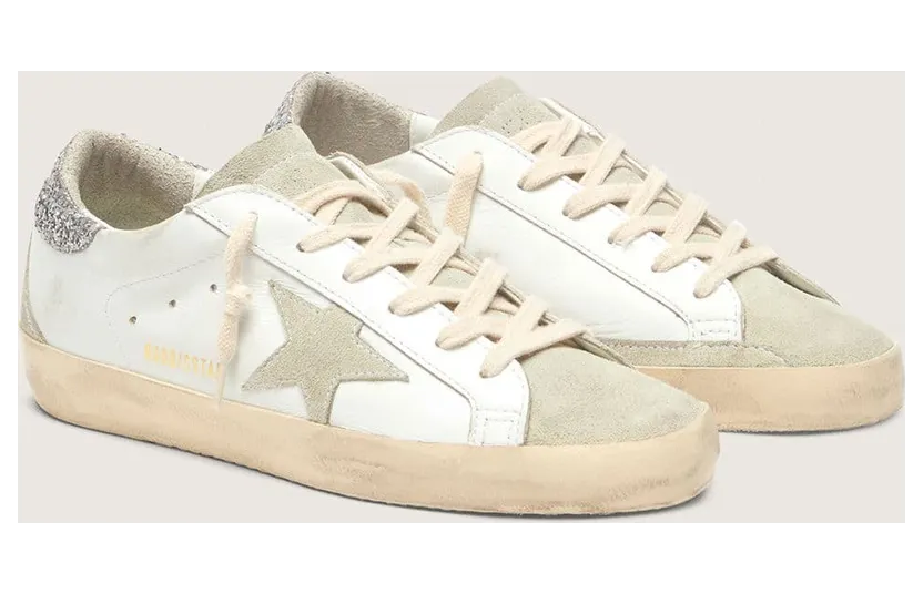 Golden Goose Super-Star With Gray Star And Silver Glitter Heel Tab (GWF00102.F004712.10273) (2)