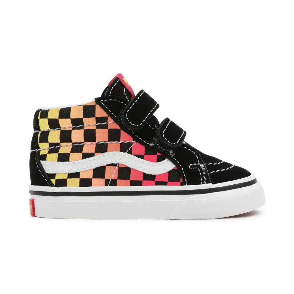 VANS Flame Logo Repeat Sk8-mid Reissue Velcro Toddler Shoes Black (VN0A5DXDABX)