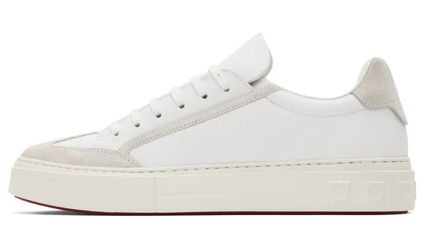 Salvatore Ferragamo White Gancini Low-Top Sneakers (697630 02B227007) (3)