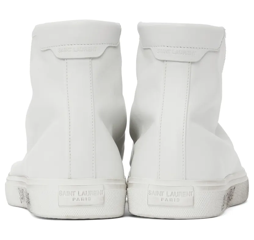 Saint Laurent White Leather Malibu Mid-Top Sneakers (64924900NG0) (4)