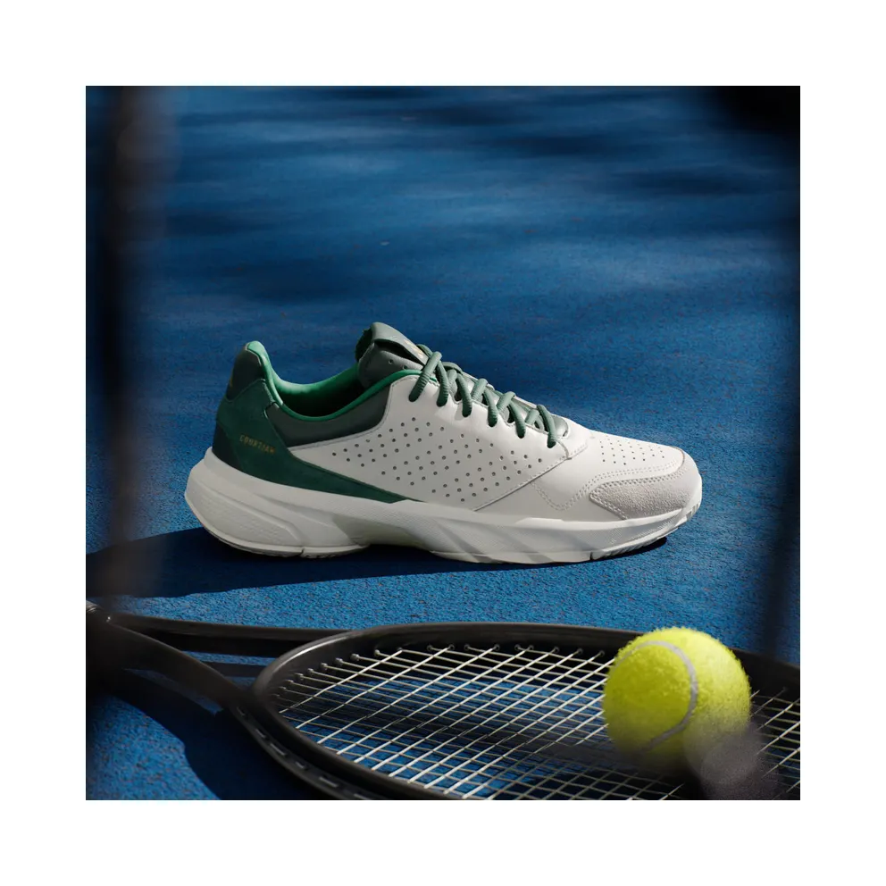 Adidas Courtjam Control 3 Premium Tennis Shoes Core White / Core White / Collegiate Green (JI4236)