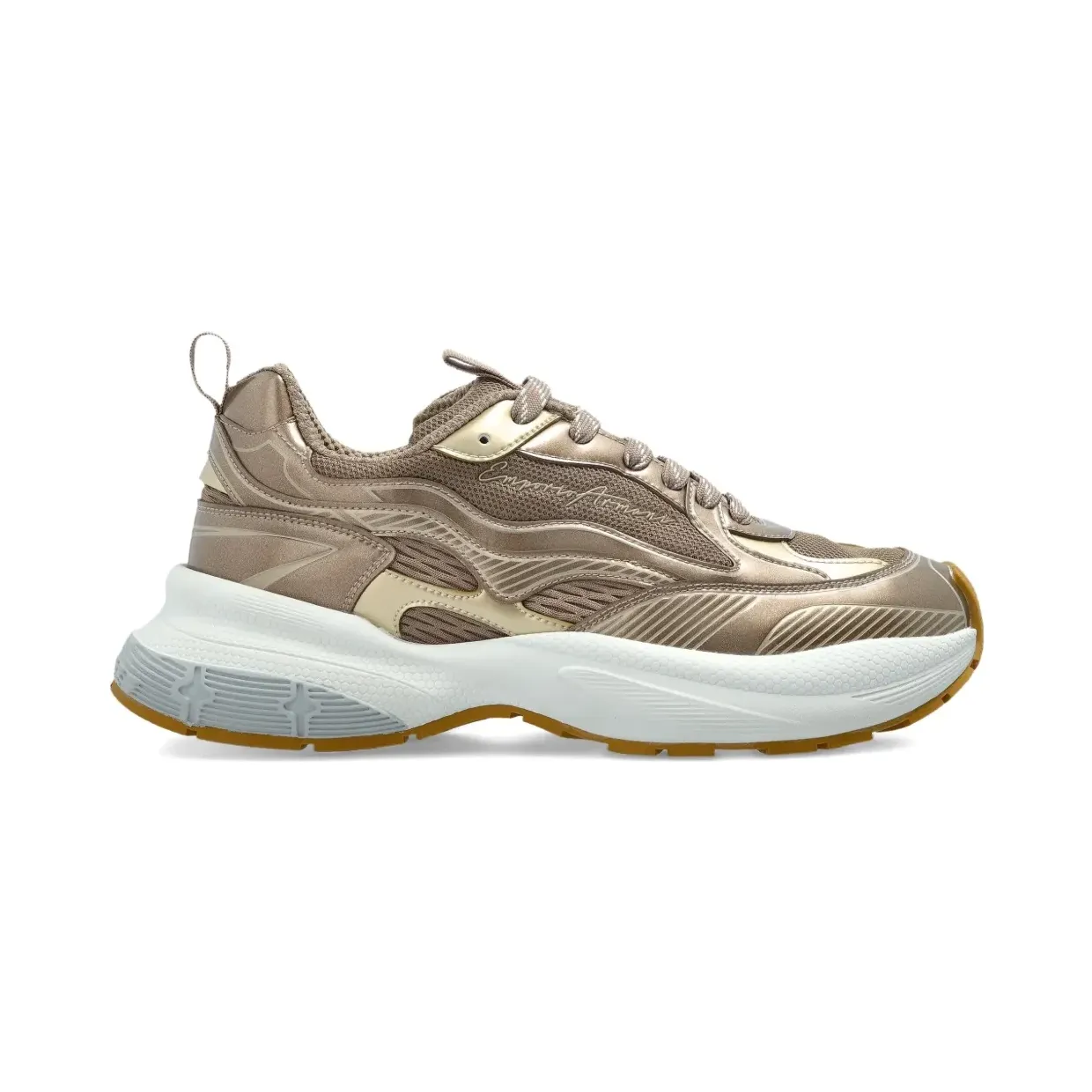 Emporio Armani Mesh-Sneakers im Metallic-Look – Gold (EW003056AF19766)