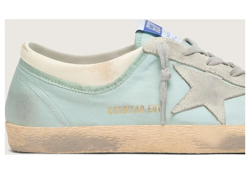 Golden Goose Women’S Super-Star In Light Green Nylon With Light Gray Suede Star (GWF01080.F008483.35977) (4)