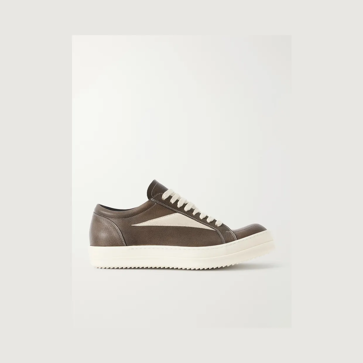 Rick Owens Vintage Sneaks Suede-Trimmed Full-Grained Leather Sneakers Brown (RR02F4897)