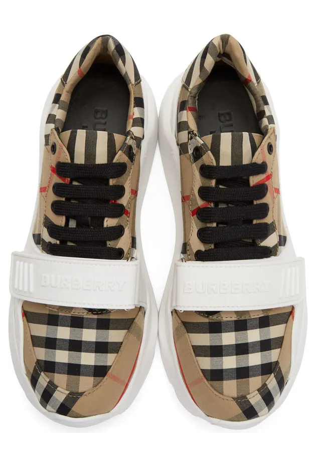 Burberry Beige Check Regis Sneakers (8020281) (5)