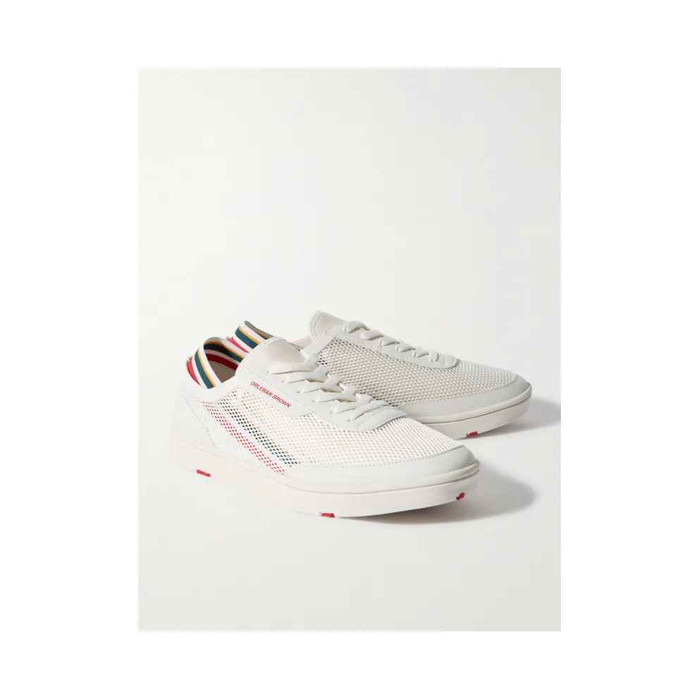 Orlebar Brown Larson Striped Mesh and Canvas Optic White / Orange / Aqua (281970)