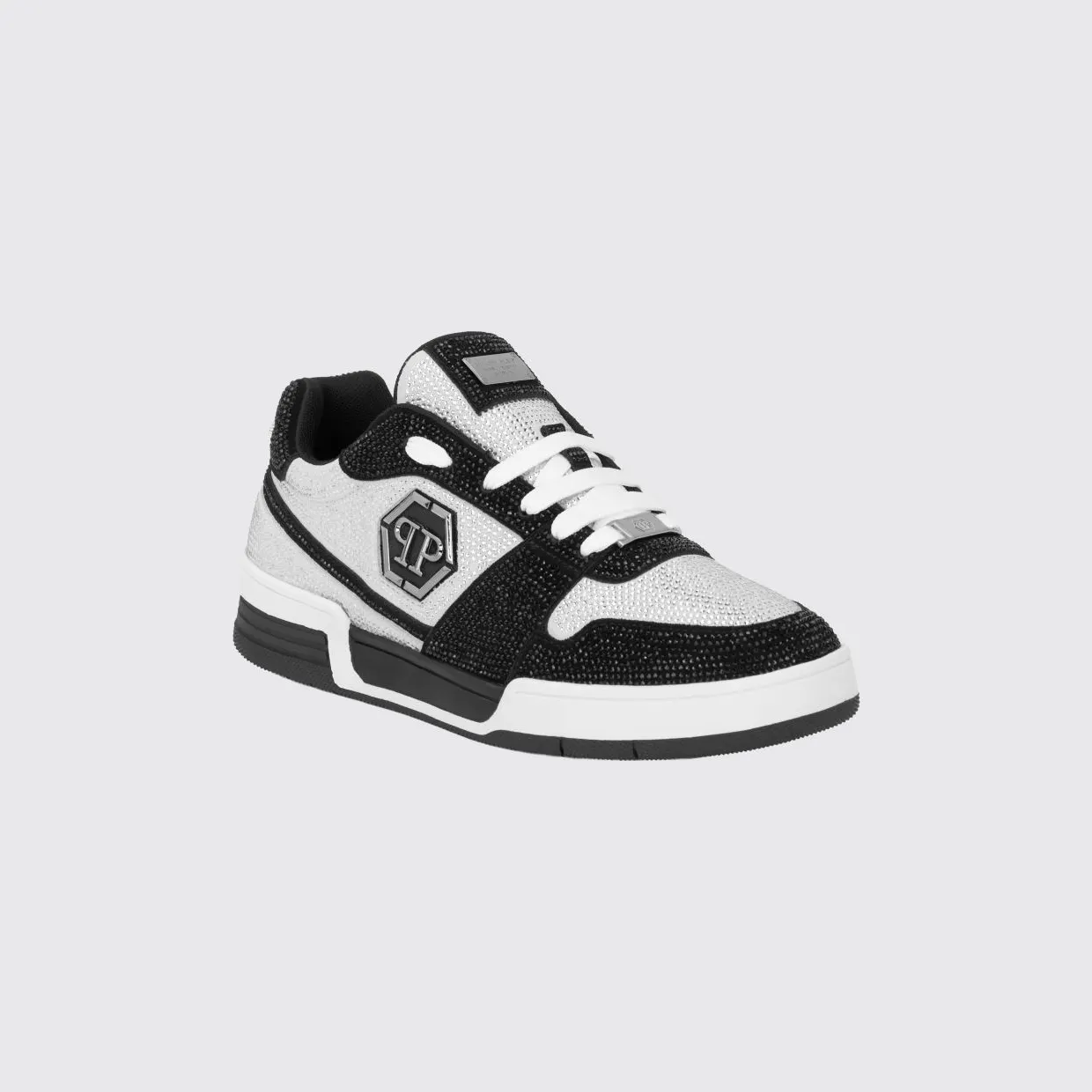 Philipp plein P-Force Leather Sneakers with Monogram and Crystals White (UAFSUSC1089PLE010N0102)