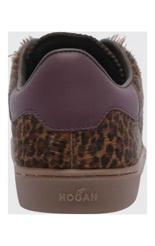 Hogan Cool Animal-Print Pony Hair Sneakers with Side H Logo Application Brown (HXW6470FB6CVHP0R1Z) (3)