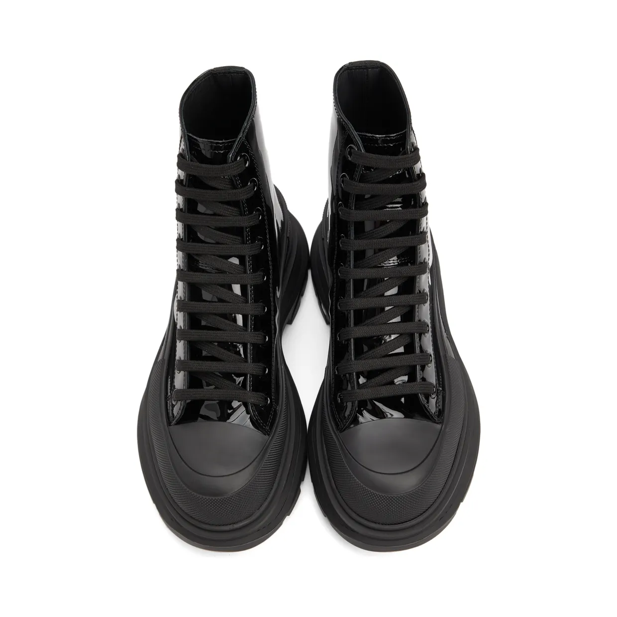 Alexander McQueen Black Patent Tread Slick High Sneakers (668775WIA35) (5)