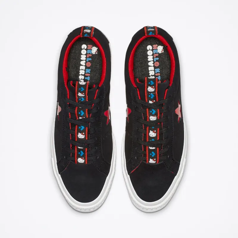 Converse One Star Ox Hello Kitty Black (W) Black/Fiery Red-White (163904C)
