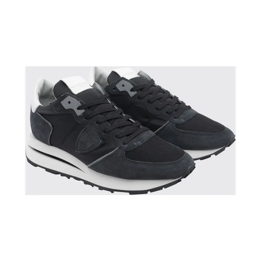 Philippe Model Tropez Haute Suede Low-Top Sneakers with Serrated Sole Black (TKLUW006)