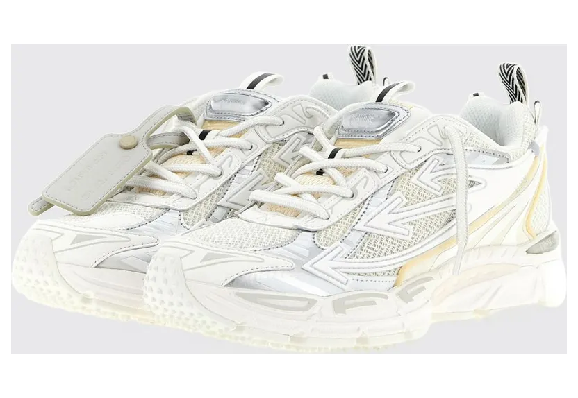 Off-White Be Right Back Low-Top Sneakers in Leather and Mesh with Notched Sole White (W289C9F0010101)