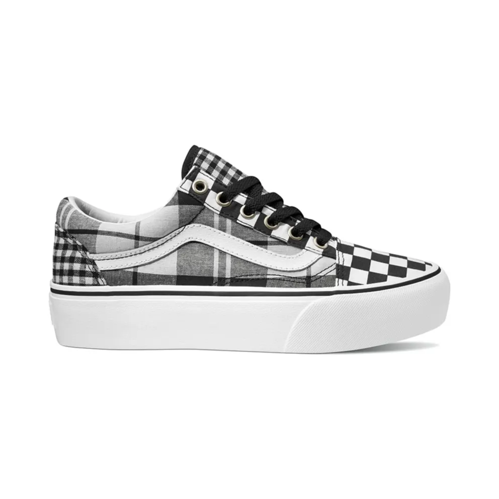 Vans Old Skool Platform Plaid Checkerboard (W) Black/True White (VN0A3B3UVYD)