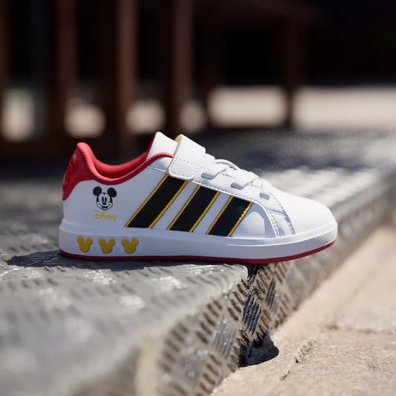 Adidas adidas Disney Mickey Mouse Grand Tennis Shoes Kids Cloud White / Core Black / Bold Gold (JQ8067)