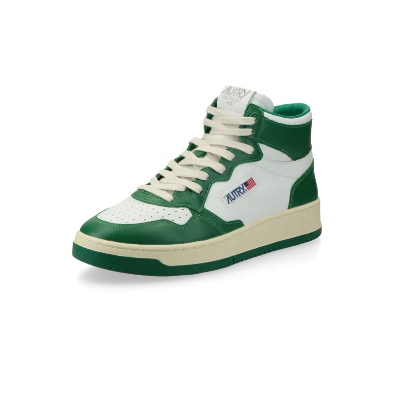 Autry Medalist Mid W (leat / leat / white / green) – AUMWWB03