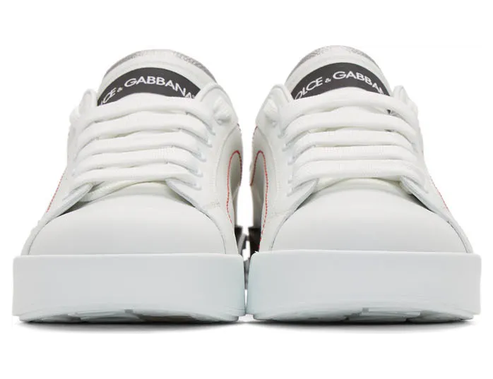 Dolce & Gabbana White & Silver Portofino Sneakers (CK1587-AH527) (2)