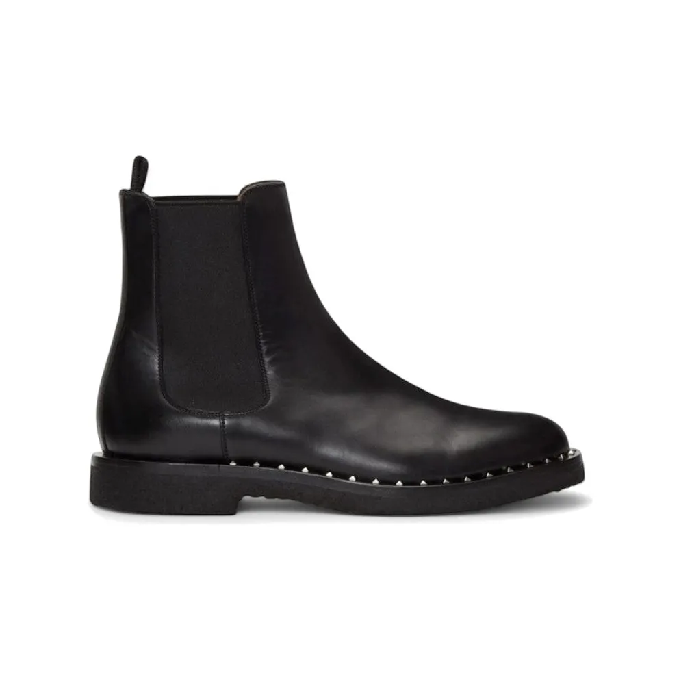 Valentino Garavani Leather Soul Rockstud Chelsea Boots Black (PY2S0A38 ZFK 0NO)