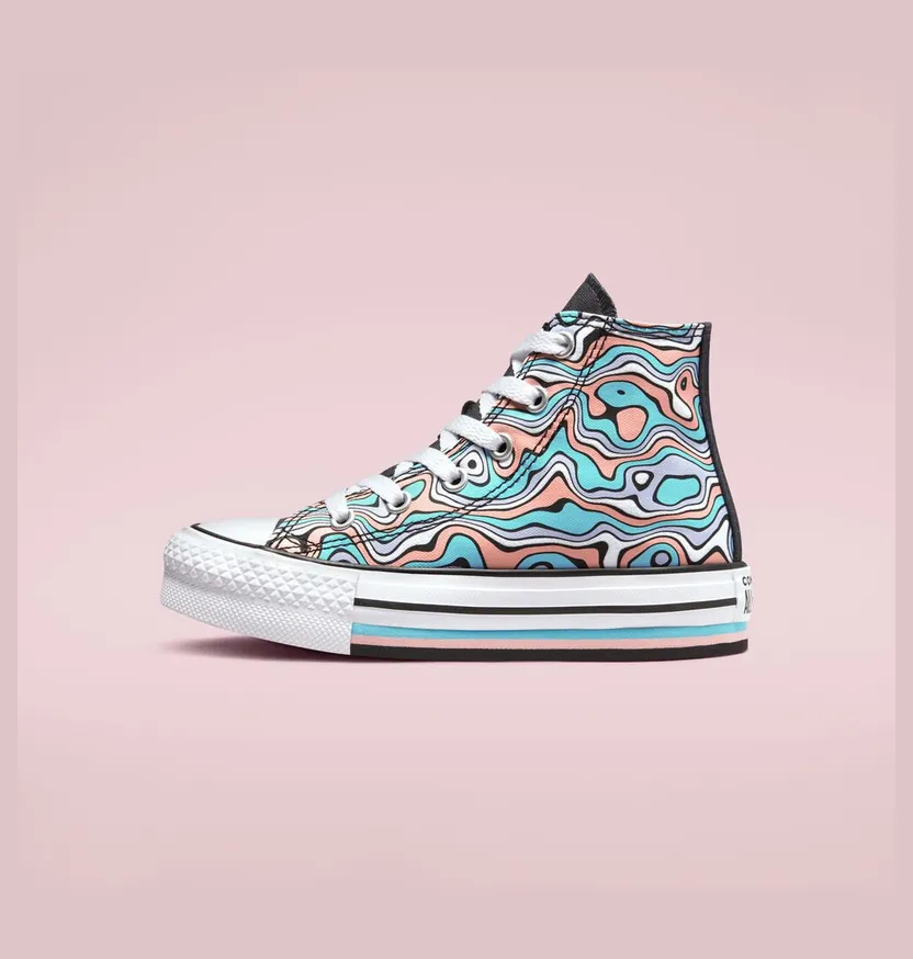 Converse Chuck Taylor All Star Lift Platform Color Swirl Light Aqua/bleached Coral (A01019C)