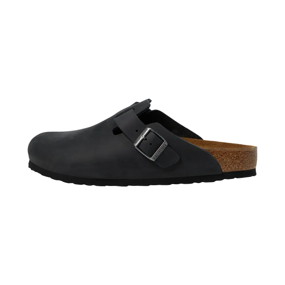 Birkenstock Boston Oiled Leather “Black – Narrow Width” (59463)