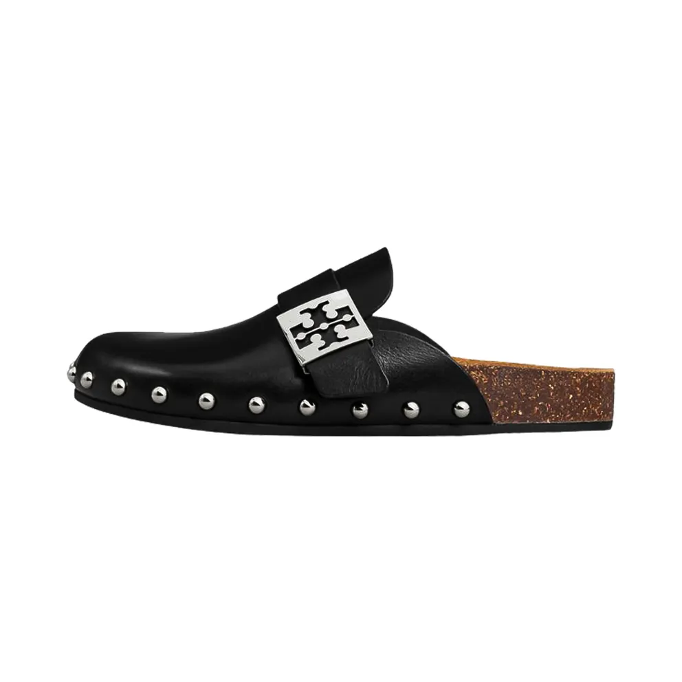 Tory Burch Mellow Stud Mule “Perfect Black Silver” (154448-006)