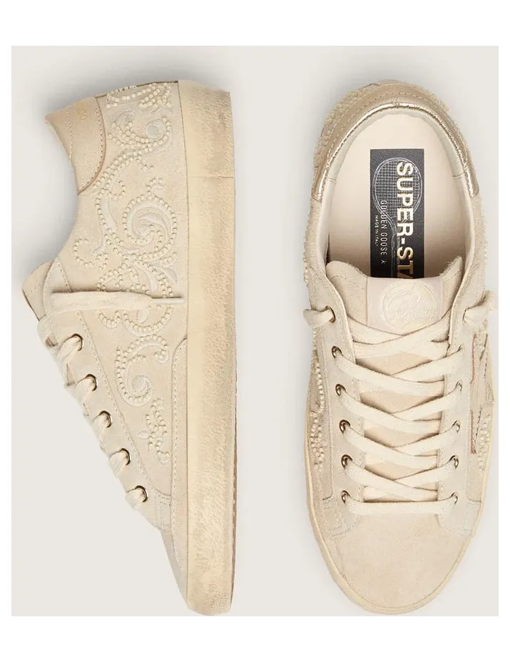 Golden Goose Super-Star Ltd In Pearl Suede With Gold Star And Bead Embroidery (GWF00101.F009411.15647) (3)