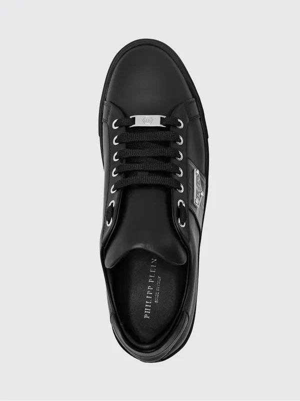 Philipp plein Low-Top Sneakers in Smooth Leather with Applied Side Logo Black (LADSUSC0784PLE075N0202) (3)