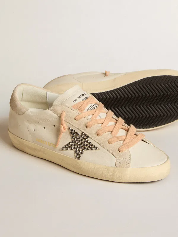Golden Goose Super-Star Ltd In Leather With Beige Suede Star With Swarovski Studs (GWF00101.F005949.10318) (4)