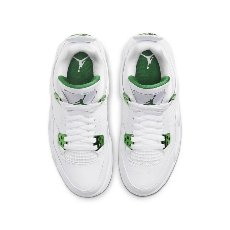 Jordan 4 Retro Metallic Green (GS) White/Metallic Silver-Pine Green (408452-113)