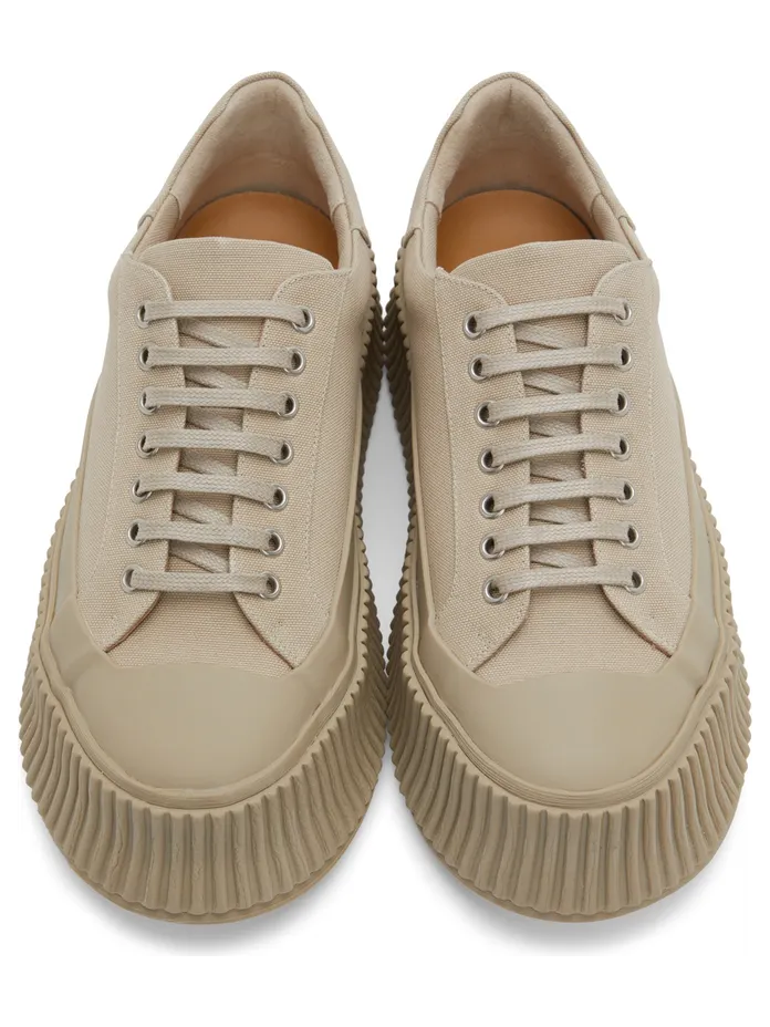 Jil Sander White Canvas Platform Sneakers (JI32535B_15612) (5)