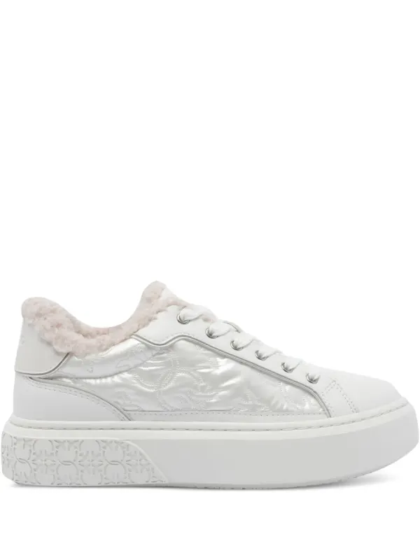 PINKO Sneakers with gewatteerd vlak and bont afwerking – White (SS0103P102)