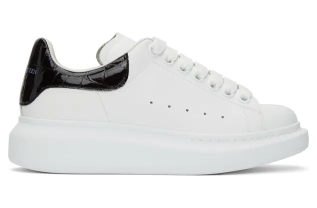 Alexander McQueen White and Black Croc Oversized Sneakers (553770WHXMY)
