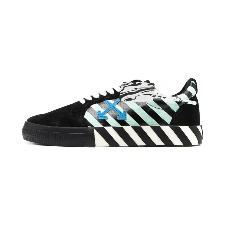 Off-White Vulc Low Top Diag Stripes Black Mint Blue (OMIA085R21LEA0061045)