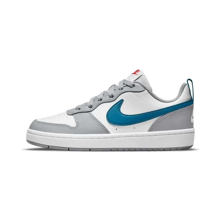 Nike Court Borough Low 2 Light Smoke Grey (GS) “White / Light Smoke Grey / Habanero Red / Marina” (BQ5448-117)