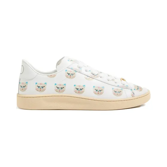 Valentino Garavani Royco van nappa kalfsleer met Le Chat De La Maison-patroon “White” (YS0K34EAM)