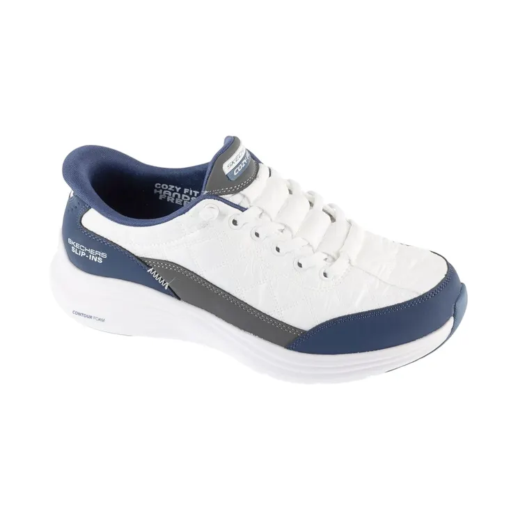 Skechers Slip-ins Contour Foam Cozy Fit “White / Navy” (150404WWNV)