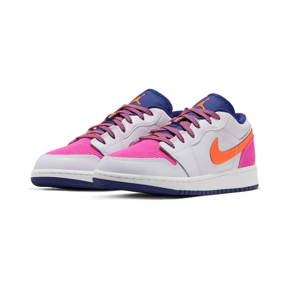 Jordan 1 Low Pink Corduroy (GS) White/Navy/Pink (554723-502)