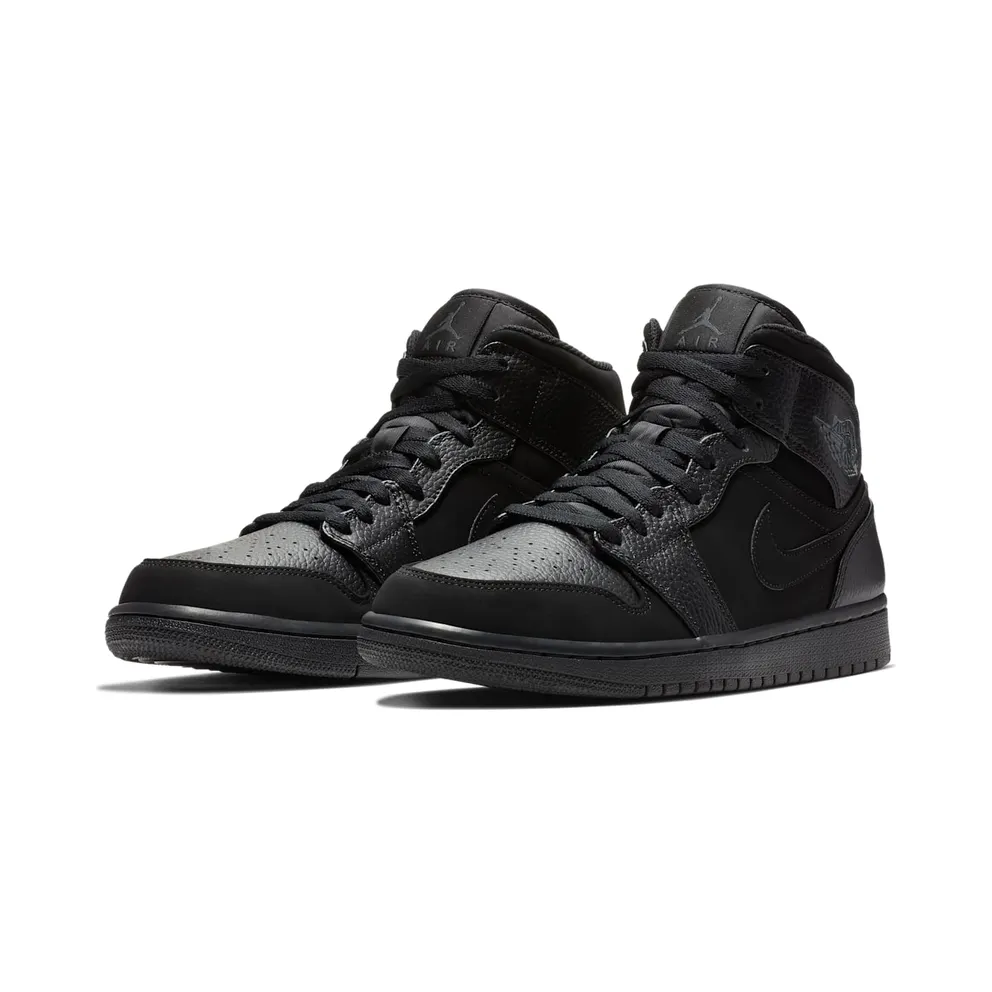 Jordan 1 Mid Black Dark Smoke Grey Black/Dark Smoke Grey-Black (554724-064)