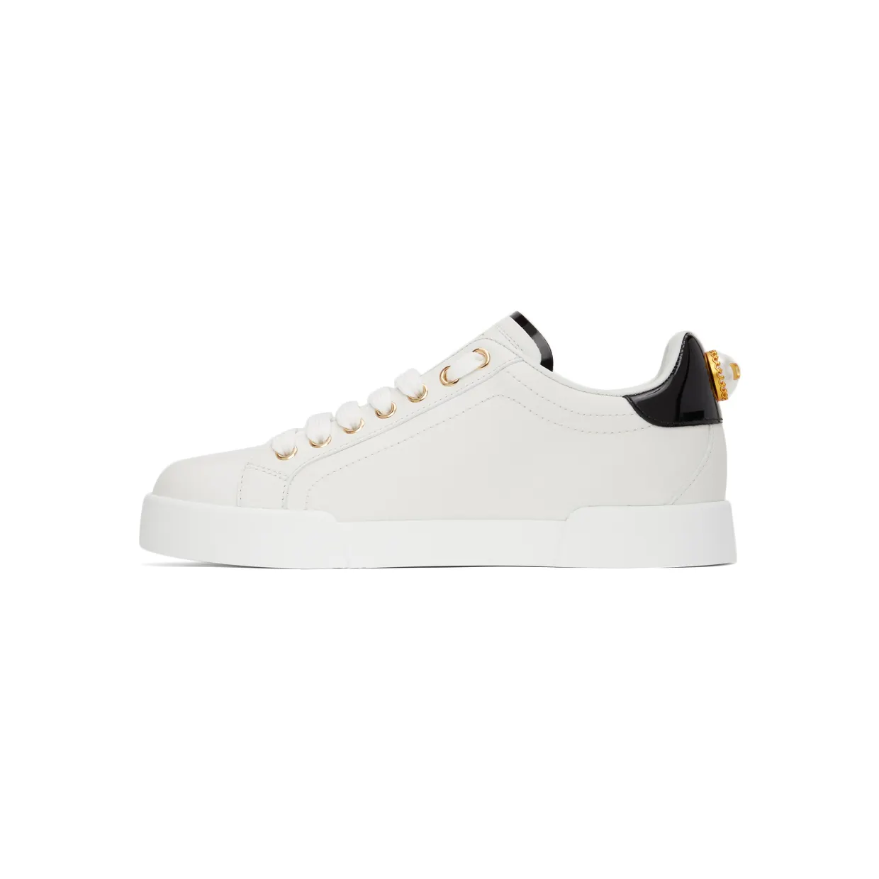 Dolce & Gabbana White & Black Portofino Low Sneakers (CK1602 AH506) (3)