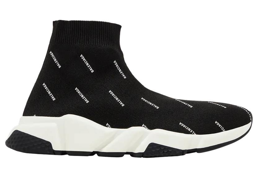 Balenciaga Speed Trainer Logo Print Black White 2020 (W) (525721 W0650 1006)