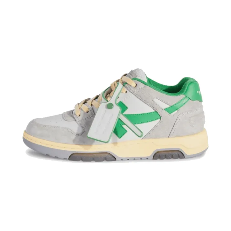 OFF-WHITE Out Of Office OOO Low Tops Light Grey Green (OMIA189S24LEA0110555)