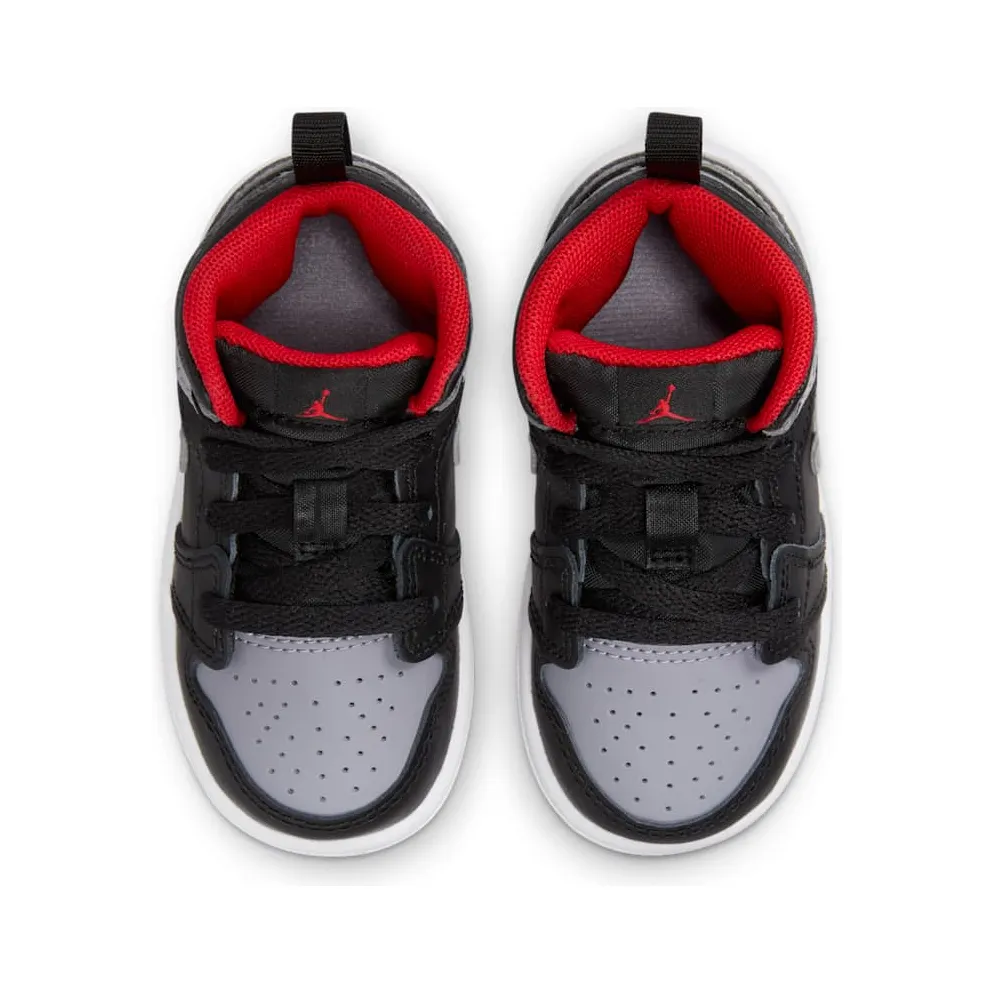 Jordan 1 Mid TD “Black/Cement Grey-fire Red-white” (DQ8425-006)