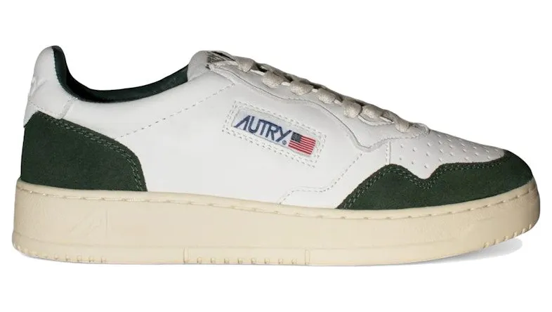 Autry Medalist Leather Low White Bottle Green (AULM-GS42)