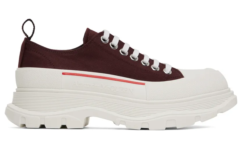 Alexander McQueen Burgundy Tread Slick Low Sneakers (705660W4V31)