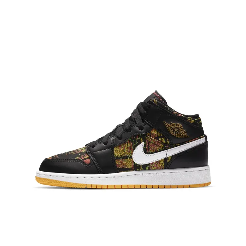 Jordan 1 Mid Black Laser Orange Bright Melon (GS) Black/Laser Orange-Bright Melon-White (555112-003)
