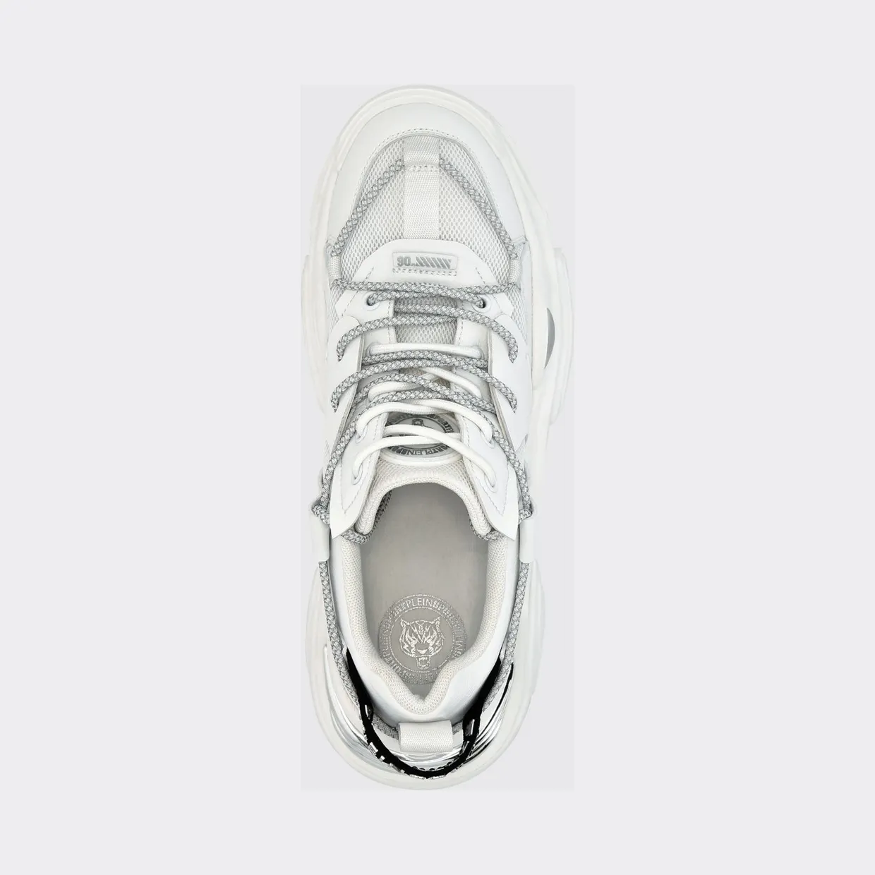 Plein Sport Lace-Up Low-Top Sneakers in Mesh with a Branded Pull-Tab White (AABSUSC0351STE003N01) (3)