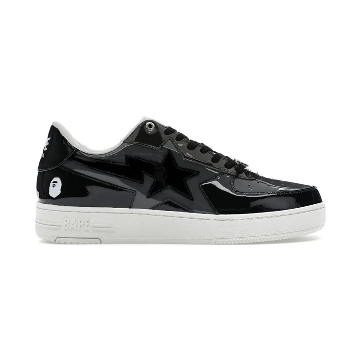 A Bathing Ape Bape Sta Icon Low Black Grey Patent (1K80-191-308-BLK)