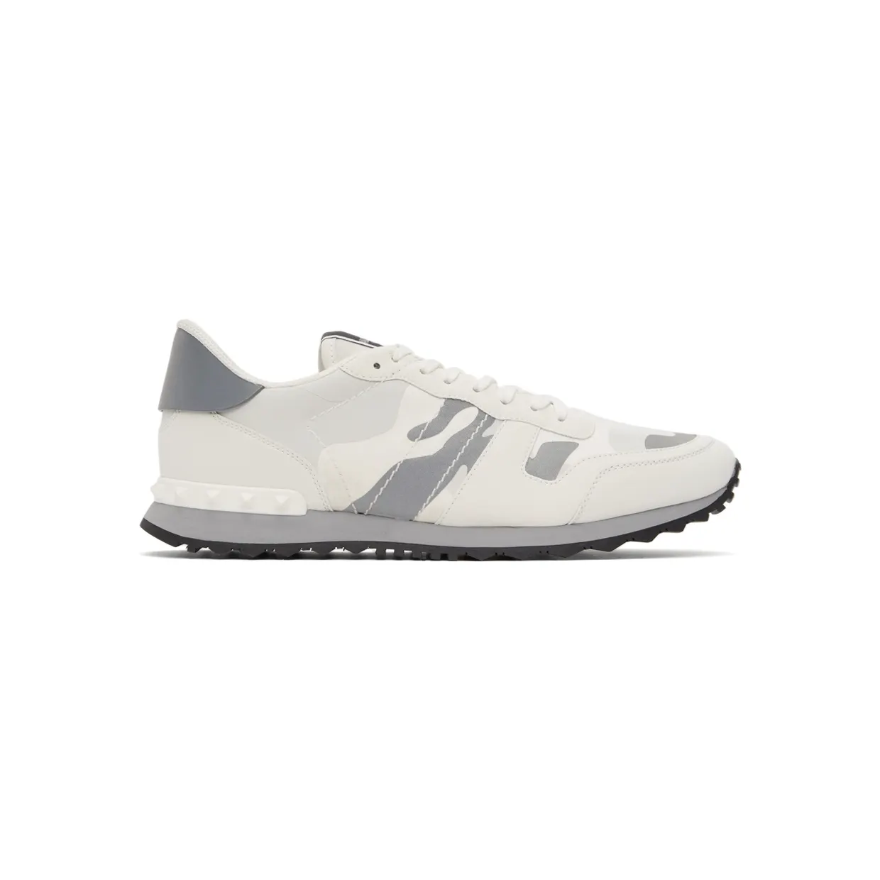 Valentino Garavani White & Silver Camouflage Rockrunner Sneakers (WY0S0723KIB)