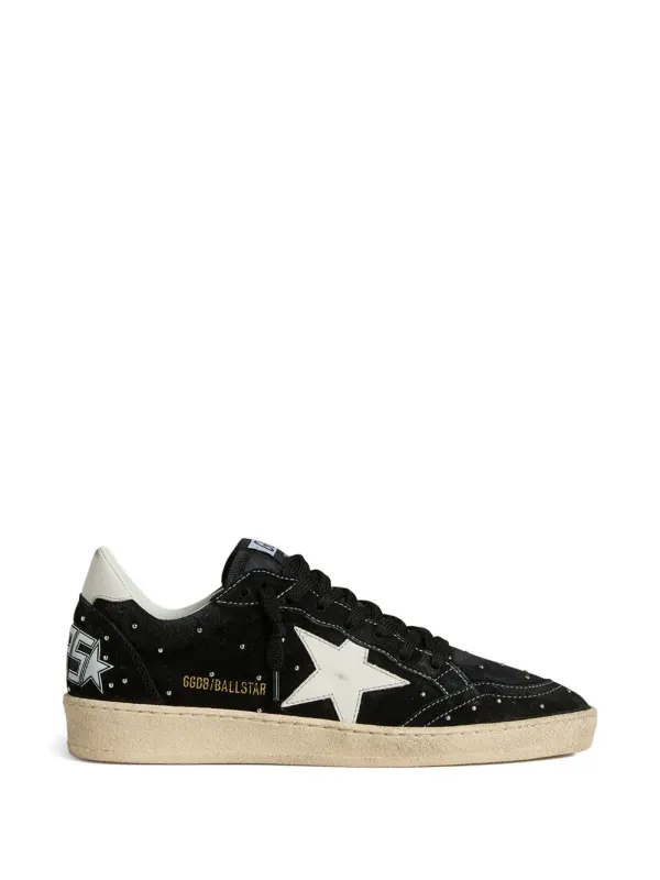 Golden Goose Ball Star sneakers in Black suède with studs and White leren ster (GWF00117F007903)