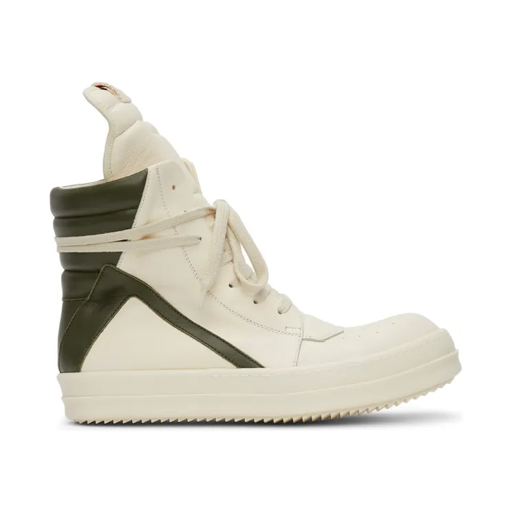 Rick Owens Off-White & Green Geobasket Sneakers (RU02A5894 LPO)