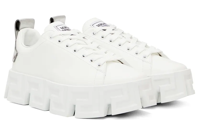 Versace White & Silver ‘Greca’ Sneakers (1003134 1A04288) (4)